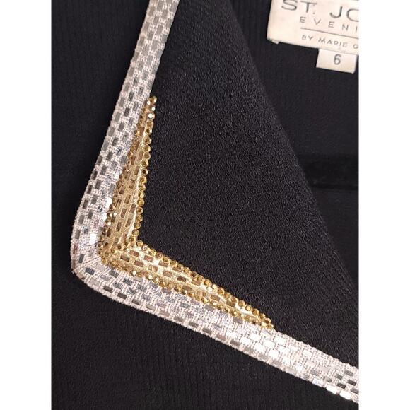 St. John Evening Marie Gray Santana Knit Embellished Blazer Jacket Womens size 6 - Picture 4 of 8